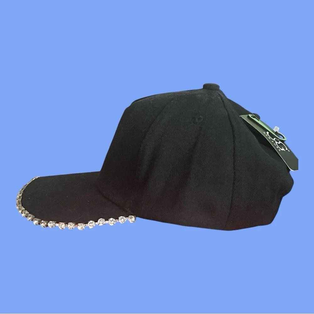 Women Elegant Black Rhinestone Cap